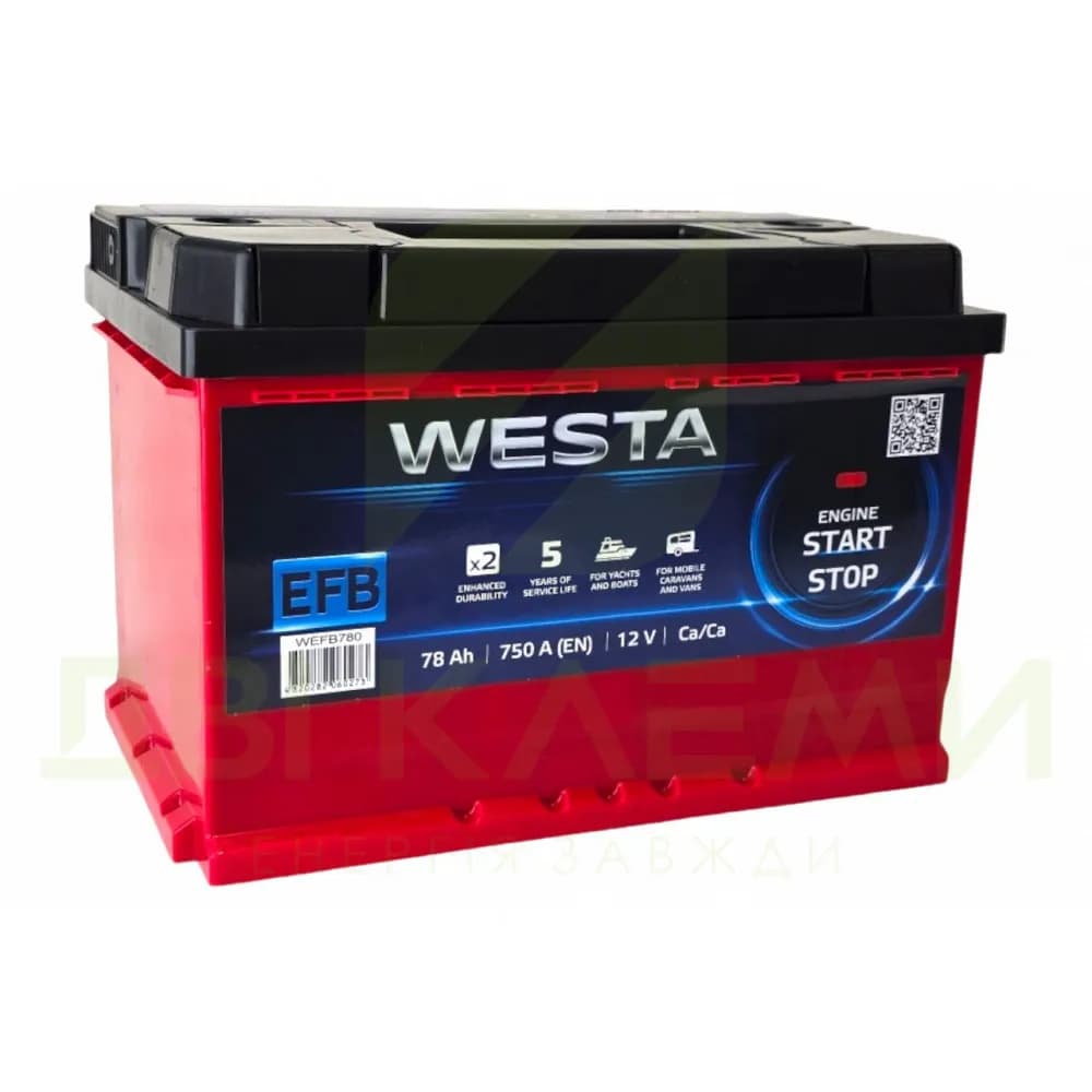 Westa 78Ah 750A EFB R+ фото-2